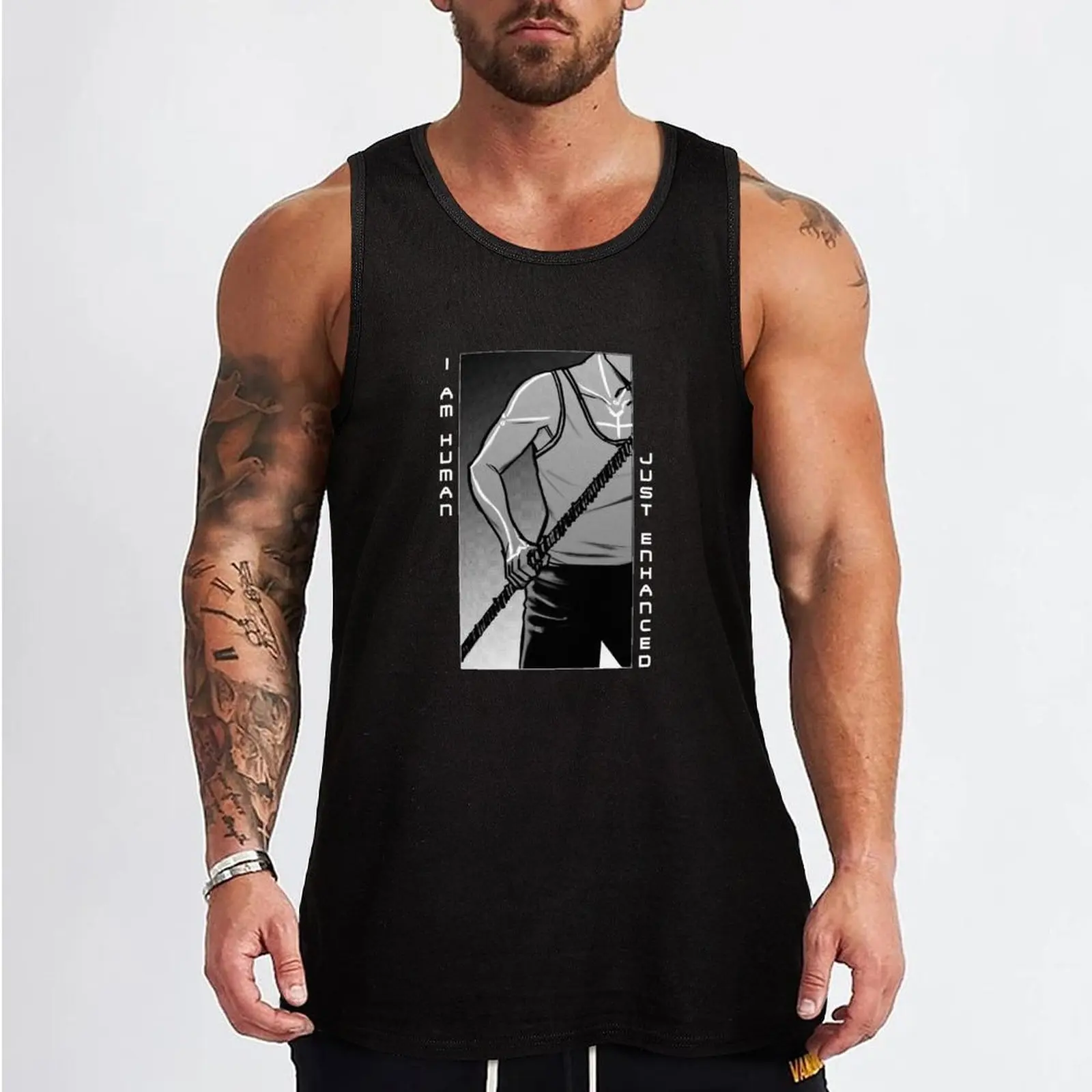 I am human...just enhanced Tank Top Men's gym articles basketball clothing