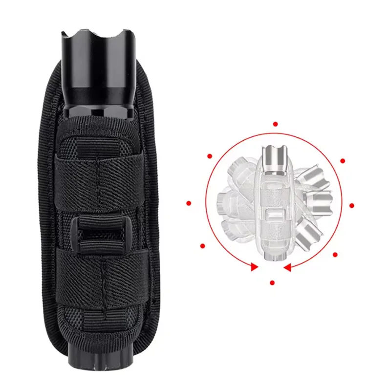 

Tactical Flashlight Pouch Belt Torch Bag Durable Hunting Lighting Accessory Survival Kits 360 Degree Holster Rotary Torch Case