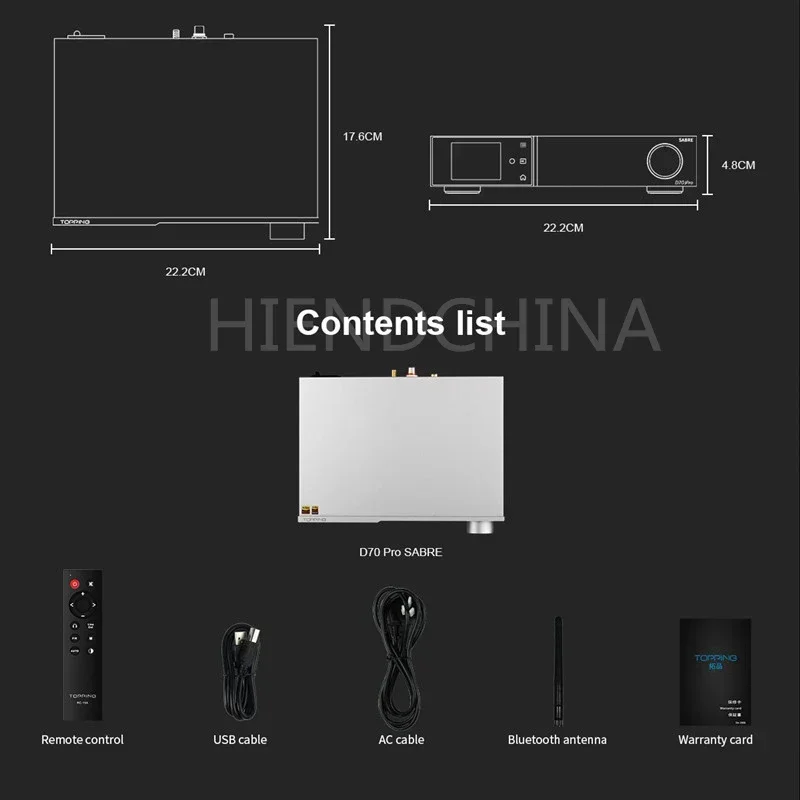 TOPPING D70 PRO SABRE DAC ES9039SPRO XU316 Bluetooth 5,1 LDAC Decodificador HiFi Aptx-Adaptive con Control remoto
