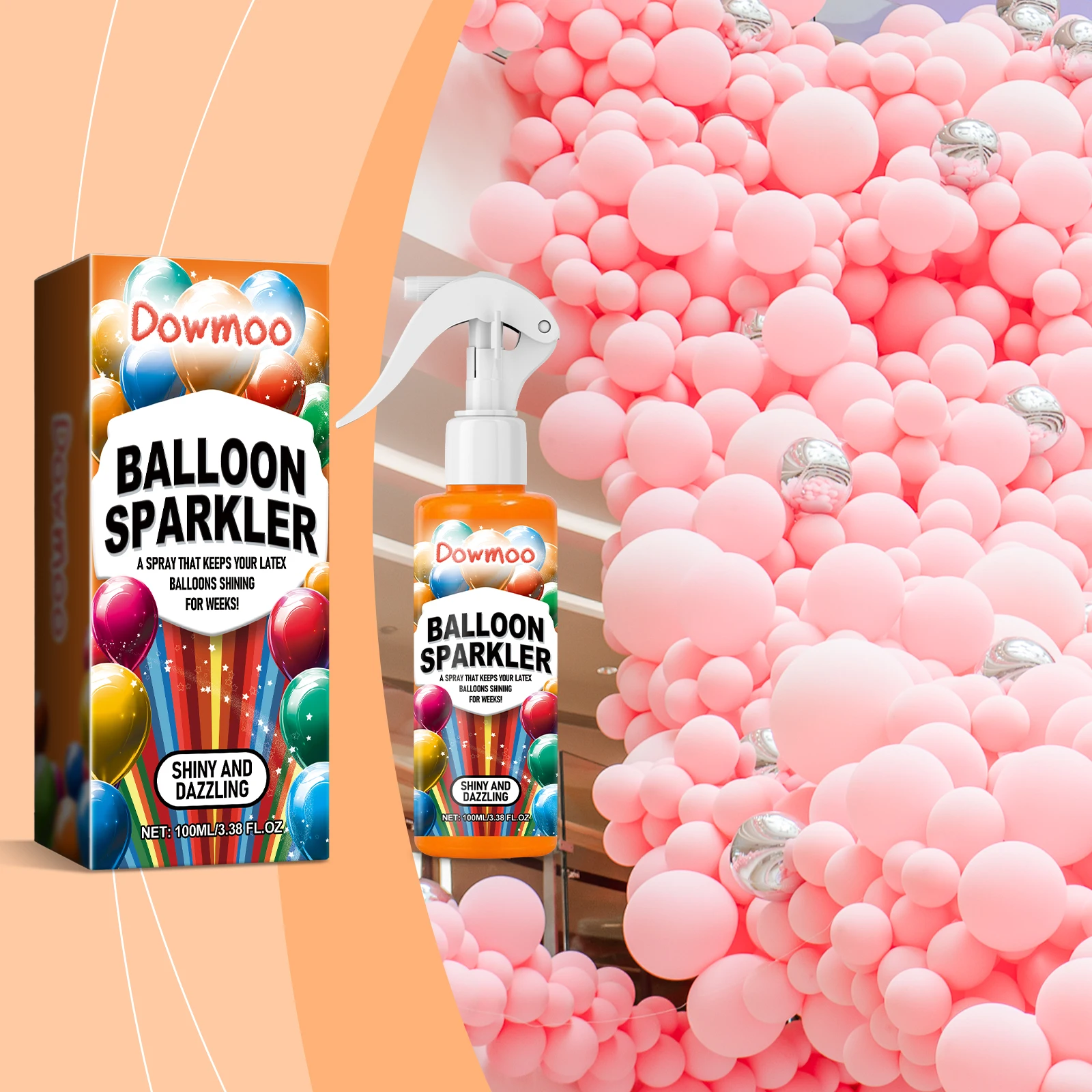 بالون اللاتكس مشرق رذاذ تعزيز لمعان يمنع الباهت اشراق التجفيف السريع أطول تأثير البالون تألق رذاذ
