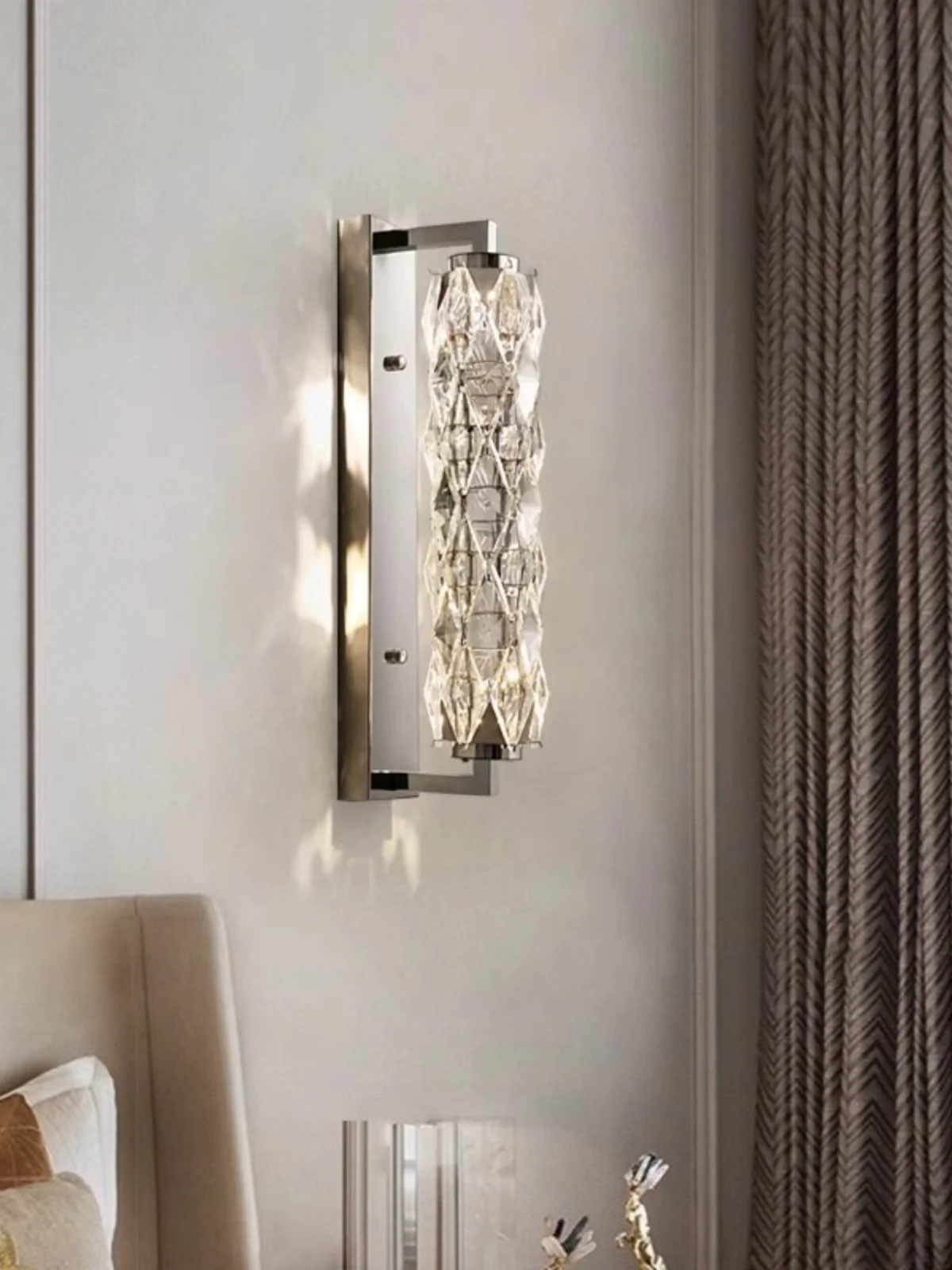 포스트모던 럭셔리 LED 벽등 가정 사무실 아파트 미니멀리스트 배경 크리스탈 침대 옆 벽등 거실용