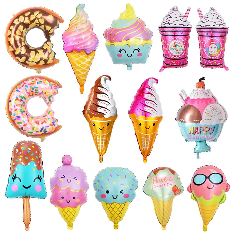 Ice Cream Foil Balloons Sweet Wedding Baby Shower Kids Birthday Party Festivity Decorations Donut Popsicle Helium Balloon