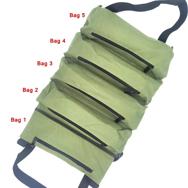 Tool Bag Canvas Roll Multi-Purpose Tool Repair Tools Wrench Screwdriver Pouch Roll Hanging Zipper Storage Bag