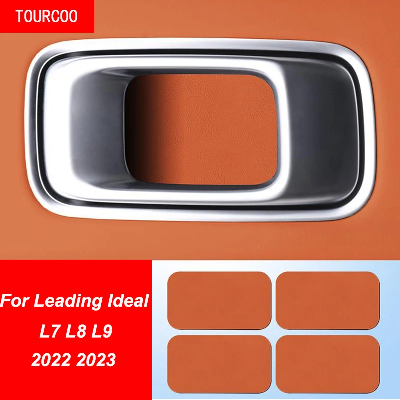 For Leading Ideal LiXiang L7 L8 L9 2022 2023 Door Inner Handle Leather Protection Stickers Interior Accessories