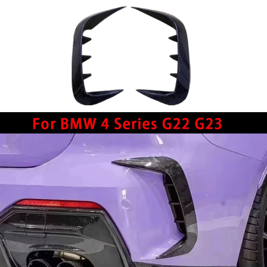 For BMW 4 Series G22 G23 425 430i Carbon Fiber Car Rear  Bumper Splitter Spoiler Canard Air Knife Surround Trim Upgrade body kit