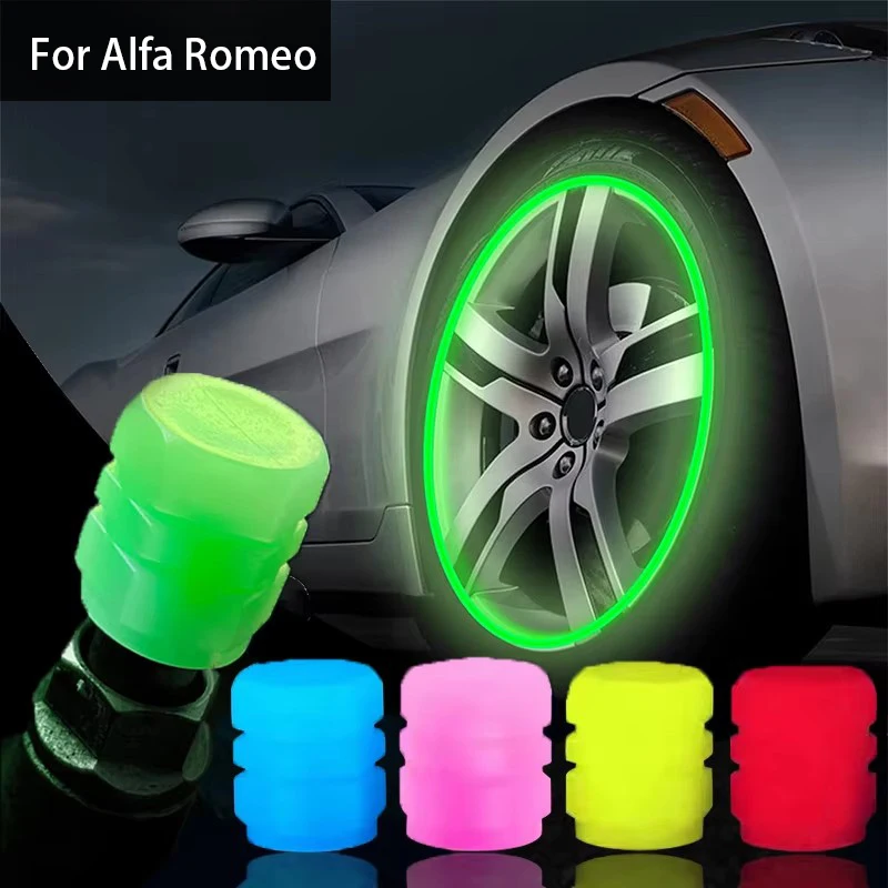 

Luminous Valve Caps Car Tire Valves Cap Motorcycle Tyre Hub Cover Decor For Alfa Romeo 4C 159 Spider Giulia Giulietta 156 Mito 1