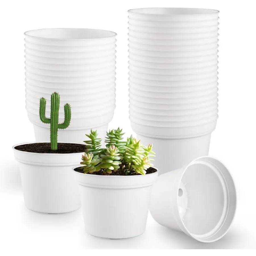 

60 упаковок, 3-дюймовые белые детские горшки, пластиковые горшки для проращивания семян рассады с дренажем для растений, суккулентов, цветов Tr
