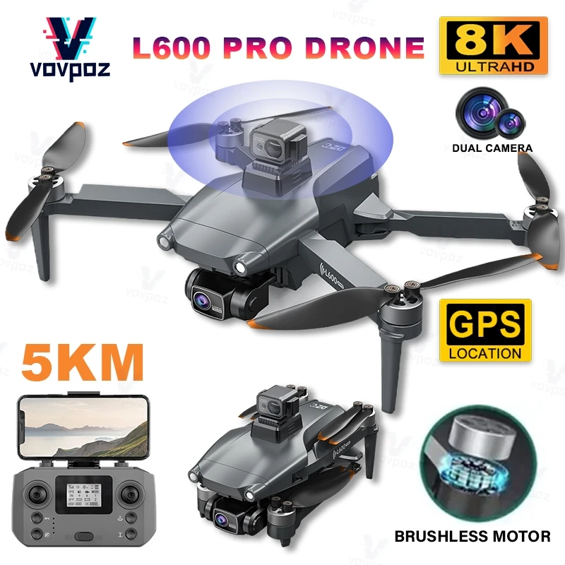 New L600 PRO GPS Drone 4k Profesional Obstacle Avoidance 8K HD Dual Camera Brushless 5G WIFI FPV Motor RC Quadcopter Toys