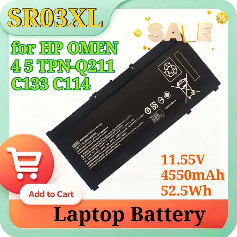 SR03XL SR04XL 11.55/15.4V 4550mAh 52.5/70.07Wh High Capacity Li-ion Replacement Laptop Battery for HP OMEN 3 4 5 TPN-Q194 Q211