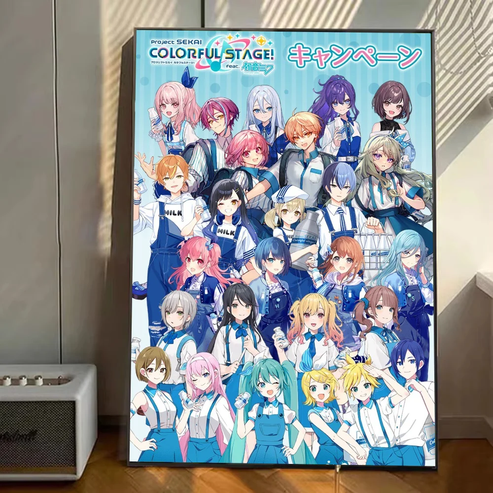 P-project S-sekai ملصق ملصقات الفن جداريات حائطية ديكور لعبة غرفة ديكور الهدايا Kawaii HD اللوحة سيارات القط