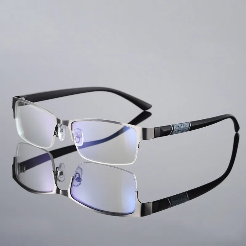 Anti Blue Lesebrille Herren Retro Metallrahmen Quadratische Presbyopiebrille für Unternehmen – Detail 4