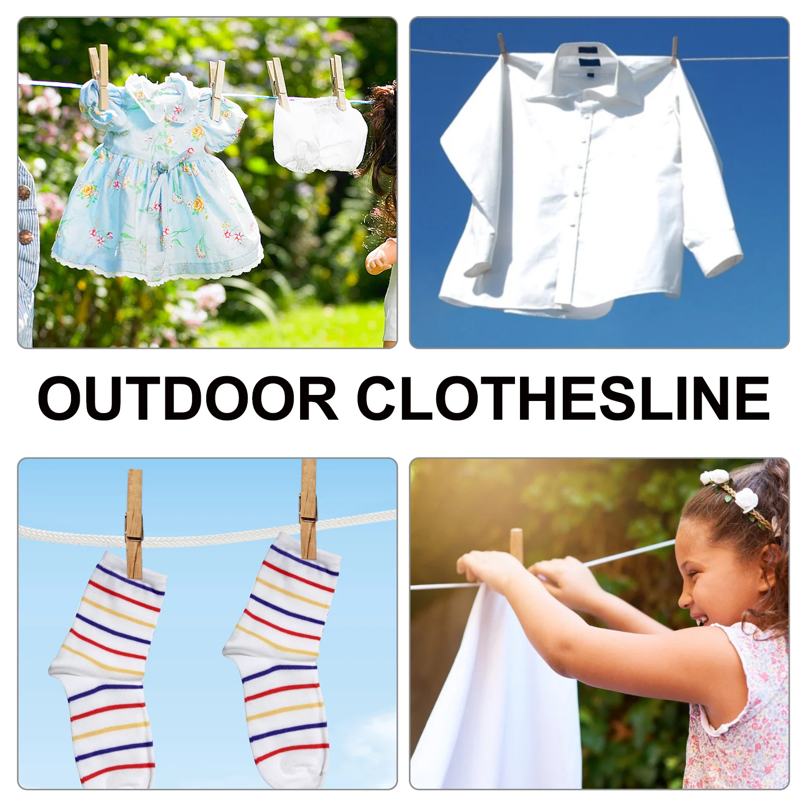 

5M/6MM Travel Adjustable Clothesline Portable Clothes Drying Rope for Indoor Outdoor Camping (White)