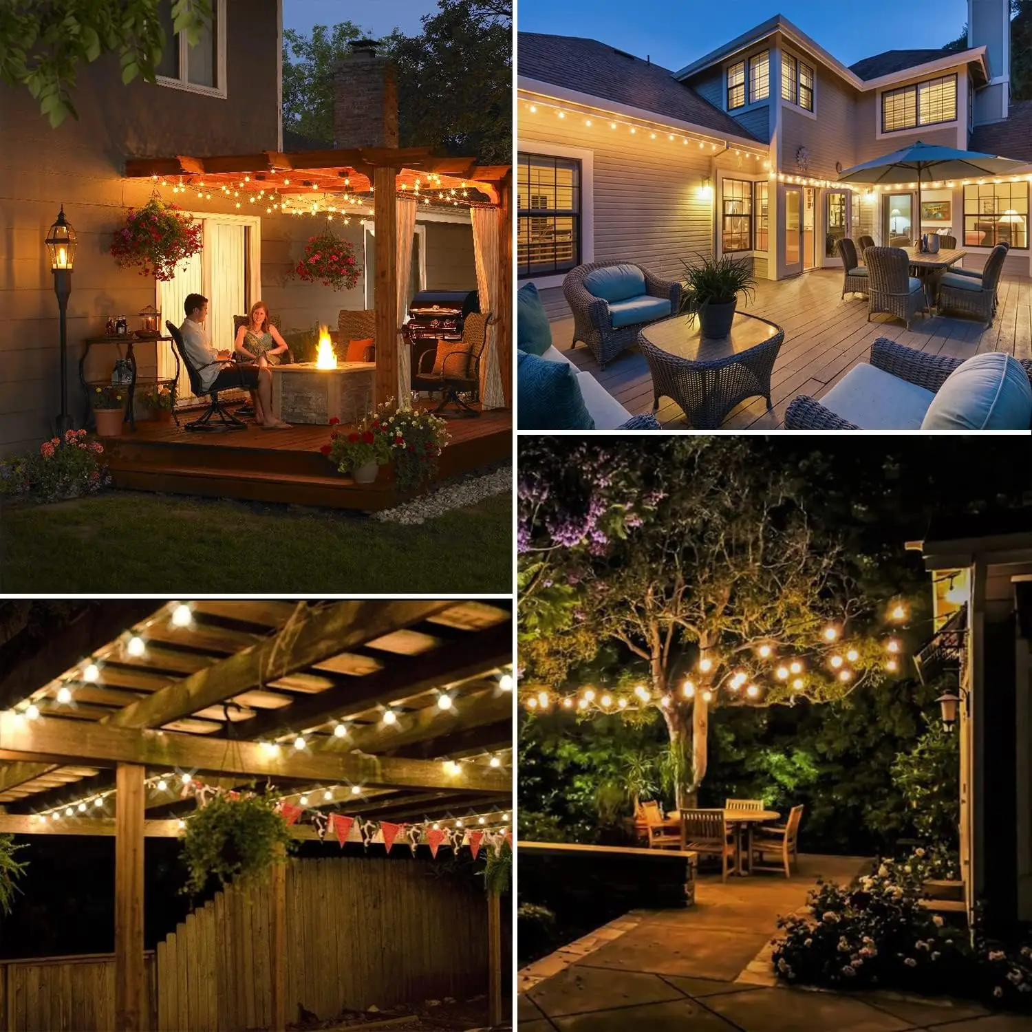 100ft Outdoor String Lights Waterproof, ST38 Globe Led Patio Lights with 24 Edison Vintage Bulbs, Connectable Outdoor Lights for