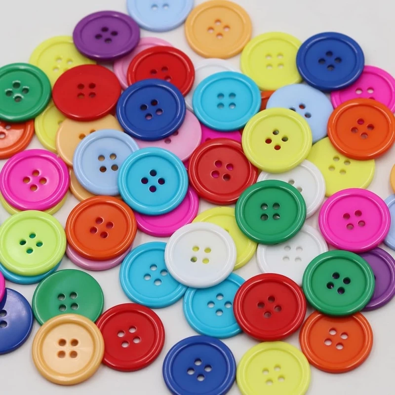 10/15/20/25/30 مللي متر أزرار خياطة بلاستيكية ملونة مستديرة 4 ثقوب زر DIY بها بنفسك الحرف سجل القصاصات ديكور المنزل الملابس الخياطة Accesso