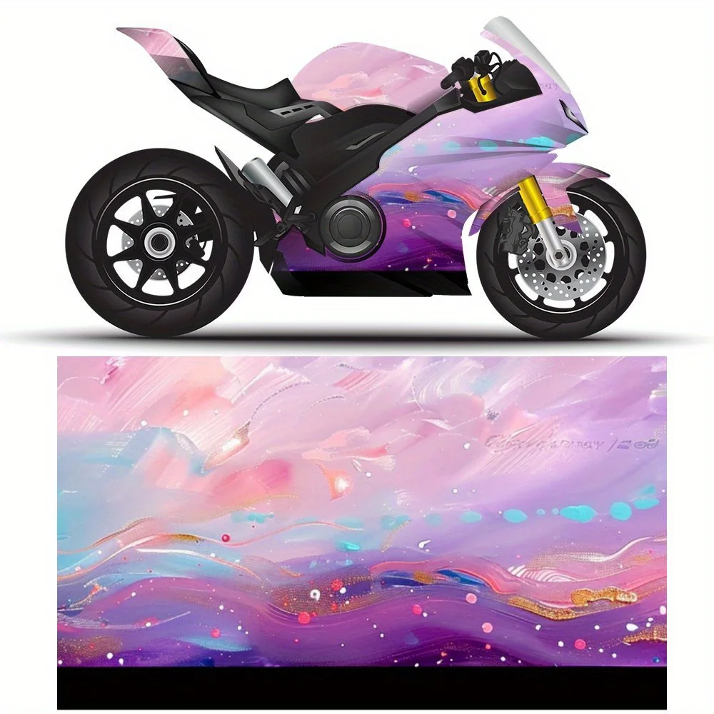 

2 PCS Motorcycle self-adhesive PVC sticker with Pastel Swirl pattern, motorcycle body film, suitable for most motorcycles, Vinyl