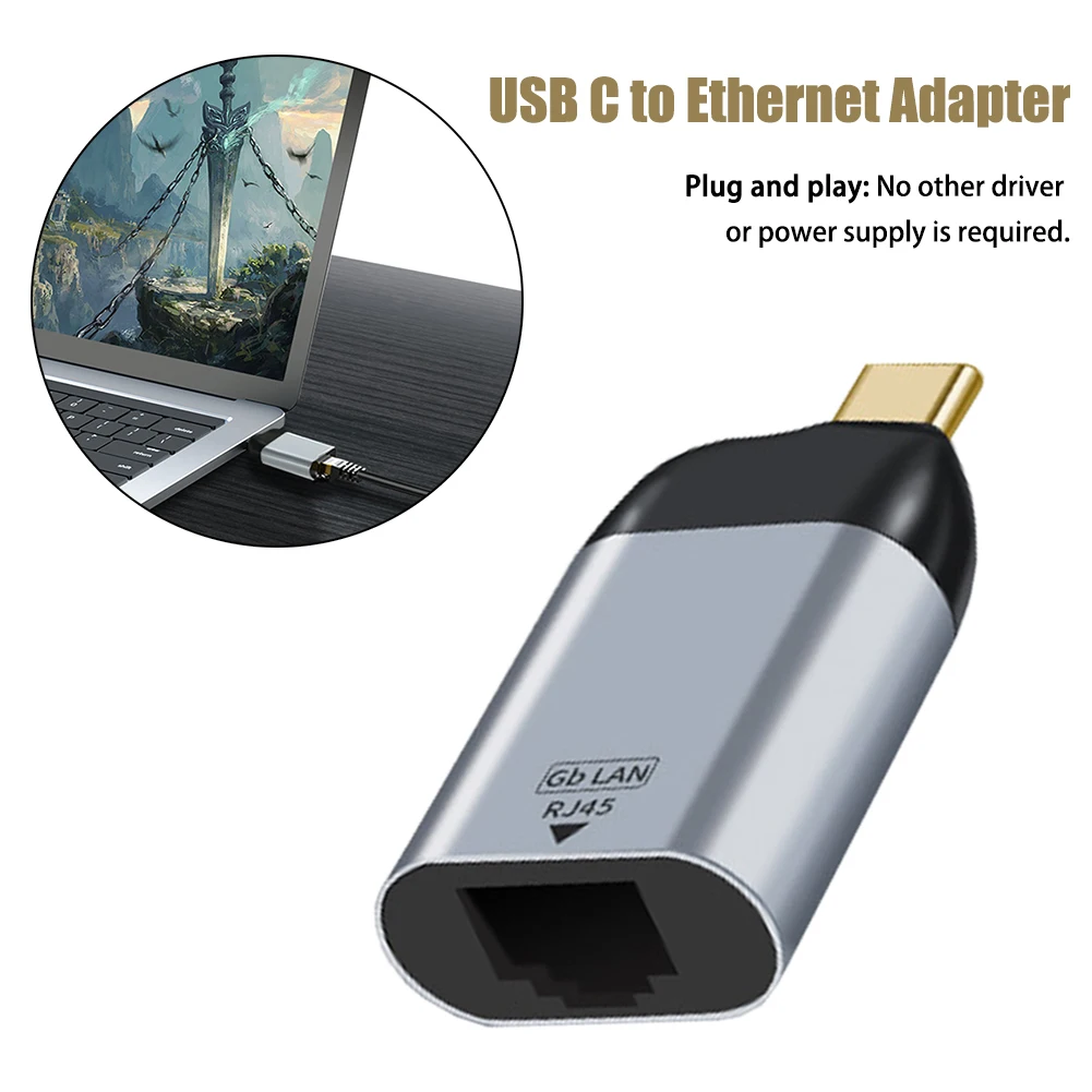 Computers Portable Games Aluminum Alloy Travel USB C To Ethernet Adapter Type-c 1-Gigabit Grey Network Hub For Thunderbolt 3