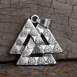 2024 Viking Witch Celtic Knot Triangle Pendant Necklace 316L Stainless Steel Men Chain Odin Gothic Amulet Jewelry Party Gifts