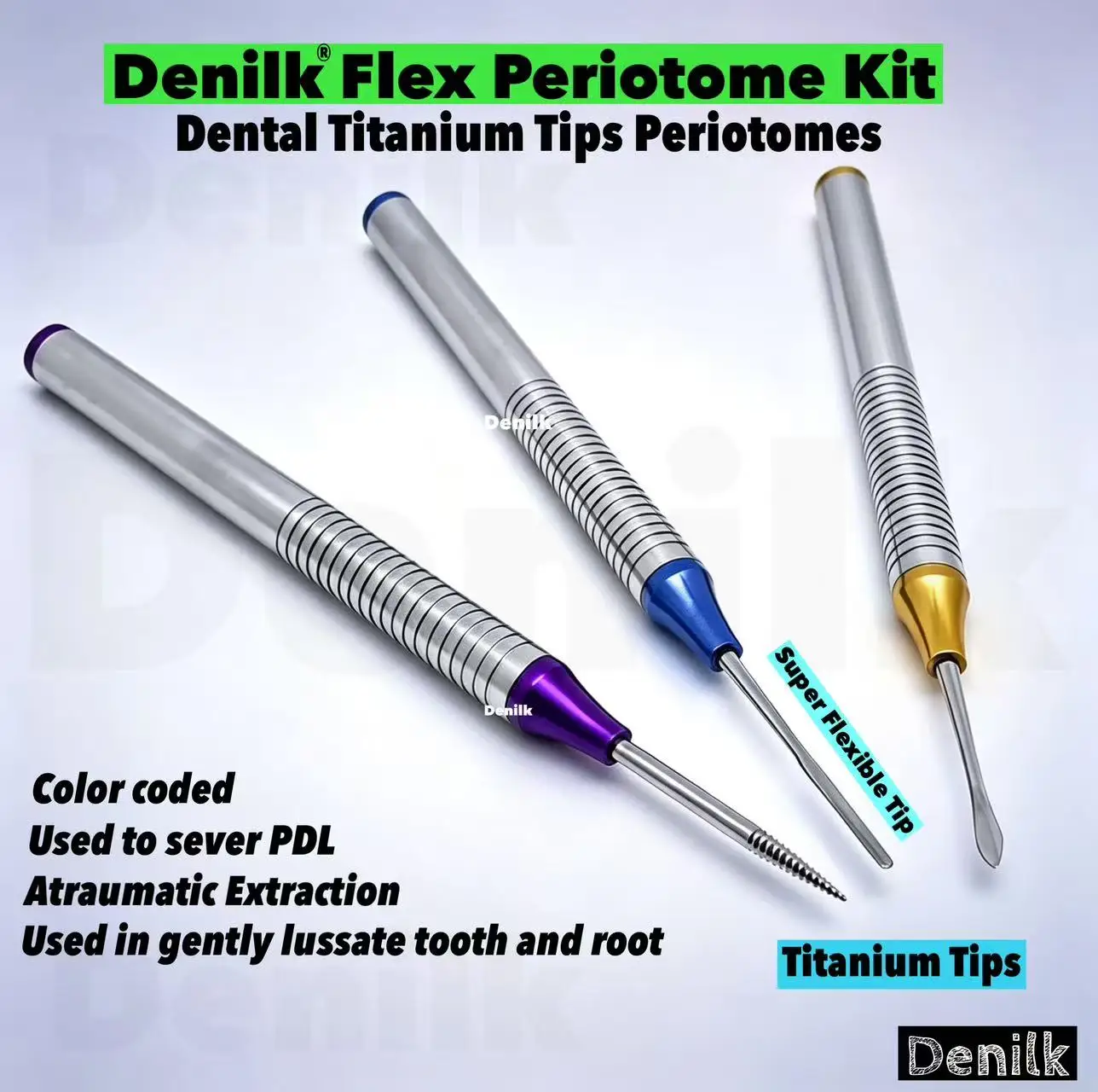 3Pcs/set Dental Flex Periotome Kit Teeth Extraction Tooth Extractor Titanium Tip Flexible Dental Periodontal Instruments