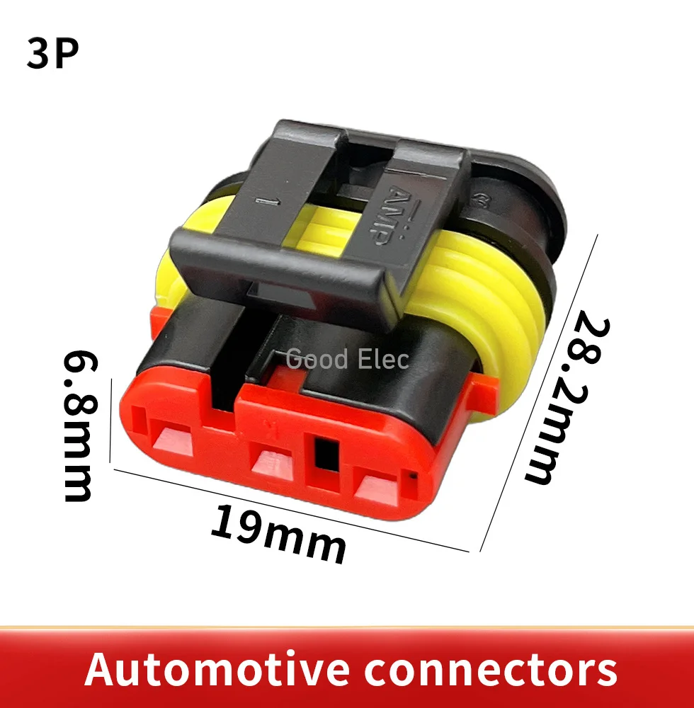 1/2/5/10sets 3pin waterproof wires car connector plugs wired wireless  Waterproof Auto Connector Male Female Plug 15CM 18AWG Wir
