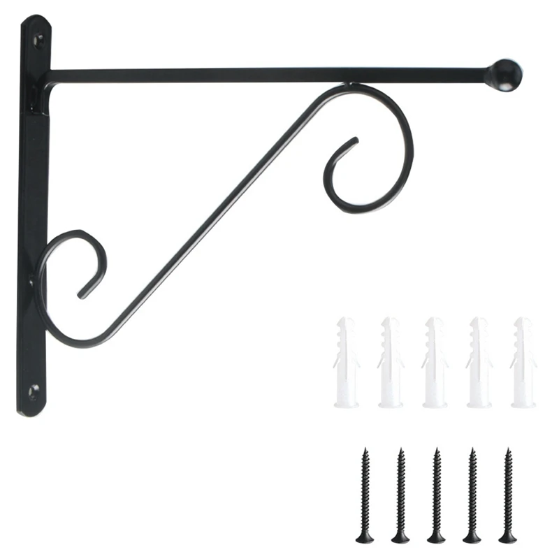 

JFBL Hot 11.4 Inch Wall Hanging Basket Iron Hanging Plant Stand Decorative Flower Pot Hook For Bird Feeder Lantern Wind Chime