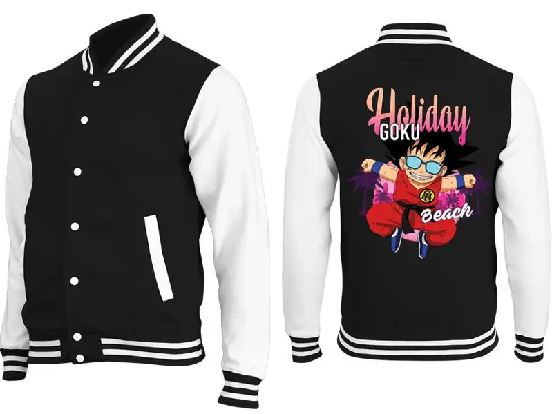 لعبة دراغون بول 2025 جديد Wukong البرق هالة كوميك طباعة قطعة واحدة البيسبول سترة الرجال موضة عادية خريف/شتاء #1