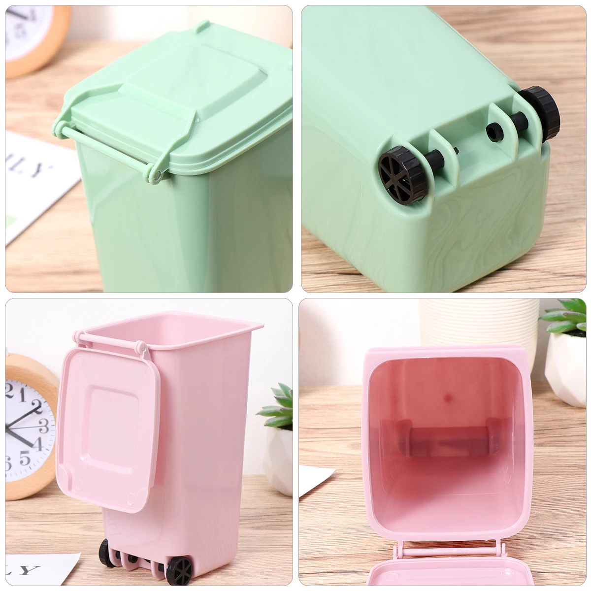 

Mini Garbage Can Desktop Wastebasket Dustbin Trash Container Bedroom Kitchen Small Size Premium Material Clamshell Style
