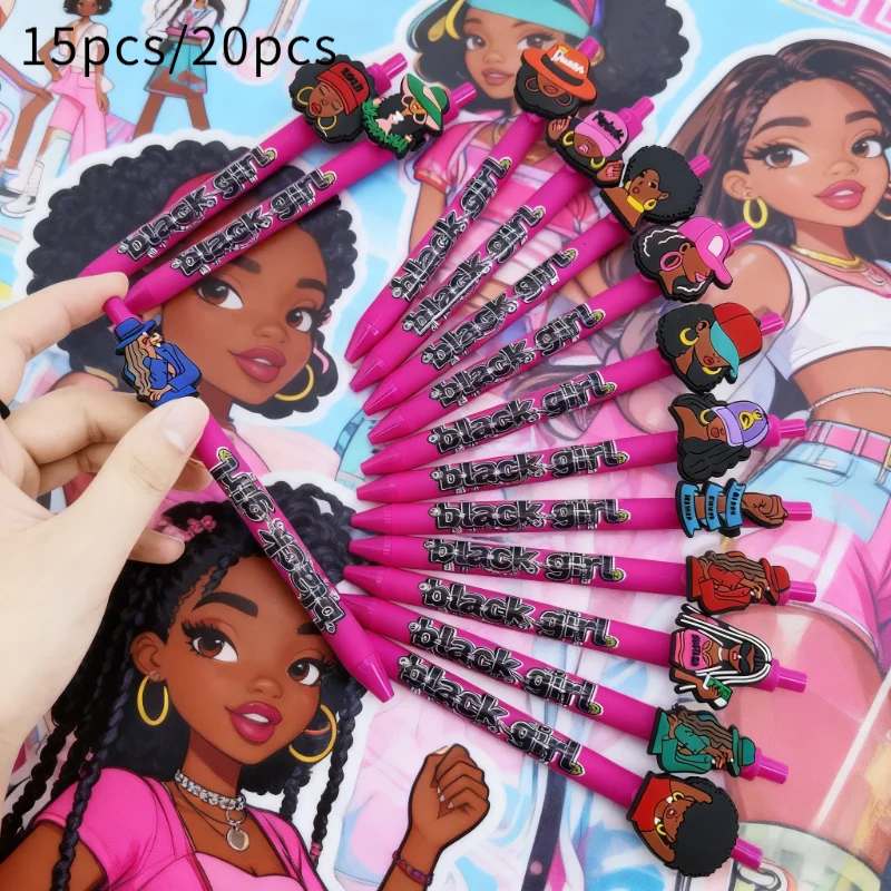 

15pcs/20pcs Rose Red Black Liberation Day Ballpoint Pen Black themed Student Office Gift Pen