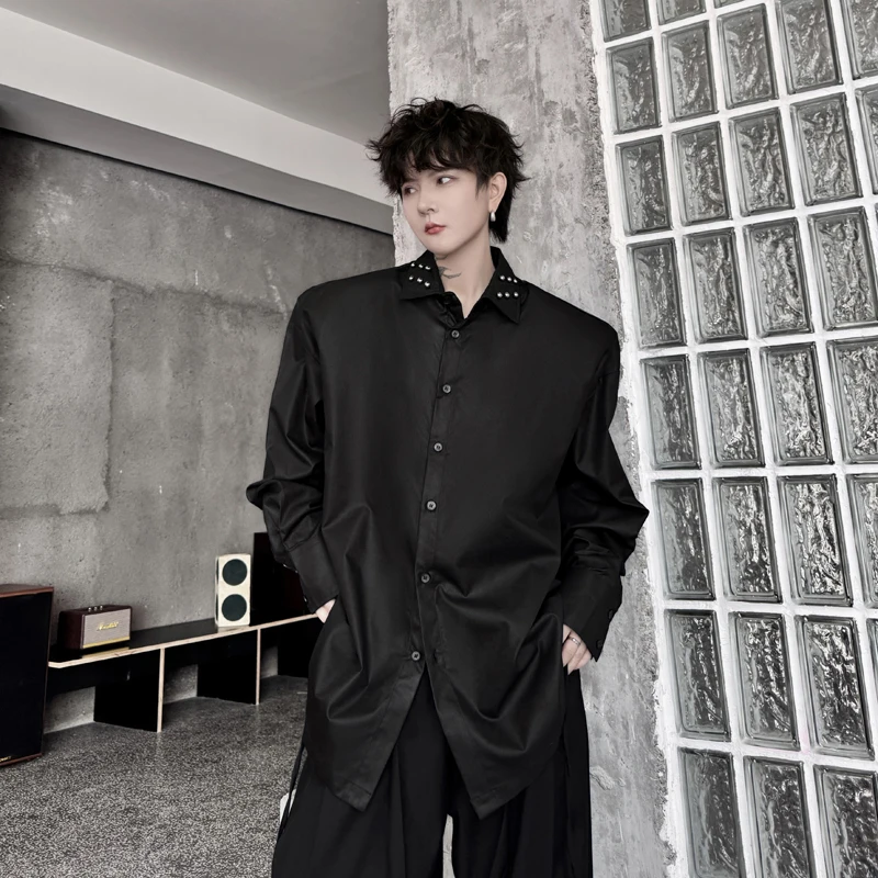 

Осенняя мужская рубашка-поло с длинным рукавом в корейском стиле, с подплечниками, верхняя одежда Haome High End Small Ence Be...