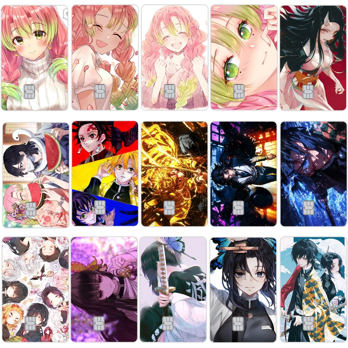 

Kanroji Mitsuri Tomioka Giyuu Agatsuma Zenitsu Cartroon High Quality Credit Debit Card Stickers Anime Decor for Visa Bank Card