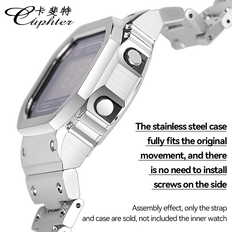 MOD Kit Metal Watch Case Bezel Band Strap 316 Stainless Steel Bracelet Compatible with Casio Men\'s For G-SHOCK DW-H5600