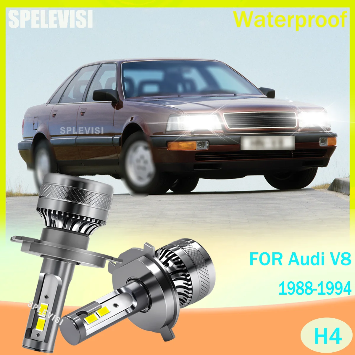 

2Pcs High Lumens 6000K H4 9003 472 Hi/Low Beam Bulbs Car Lamp Error-Free CANBUS Ready For Audi V8 1988 1989 1991 1992 1993 1994