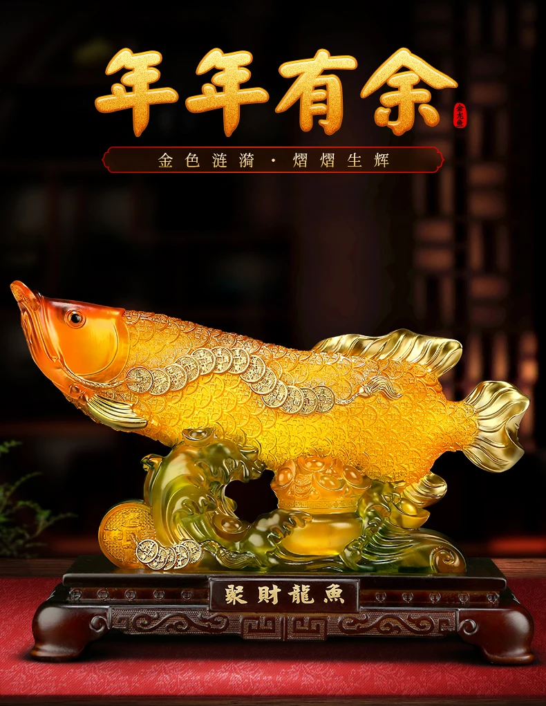 large HOME OFFICE  Company SHOP TOP Efficacious Talisman GOOD LUCK Money Drawing Arowana Golden Fish FENG SHUI decorative art