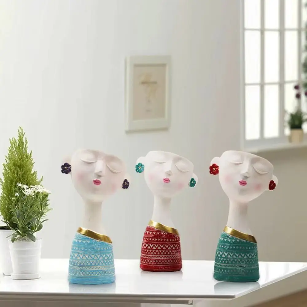 

Милый цветочный горшок с цветным рисунком для девочек, мини-моделирование лица для девочек, цветочный горшок, художественный цветочный горшок ручной работы из смолы для девочек, садовый горшок