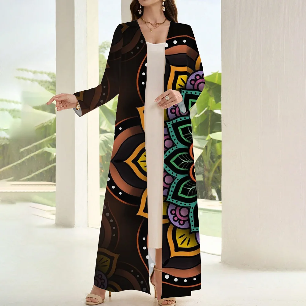 2024 Hot Muslim Femme Printing Abaya Islamic Clothing Ramadan Festival Trumpet Sleeve Abaya Turkey Dubai Luxury Women Abaya