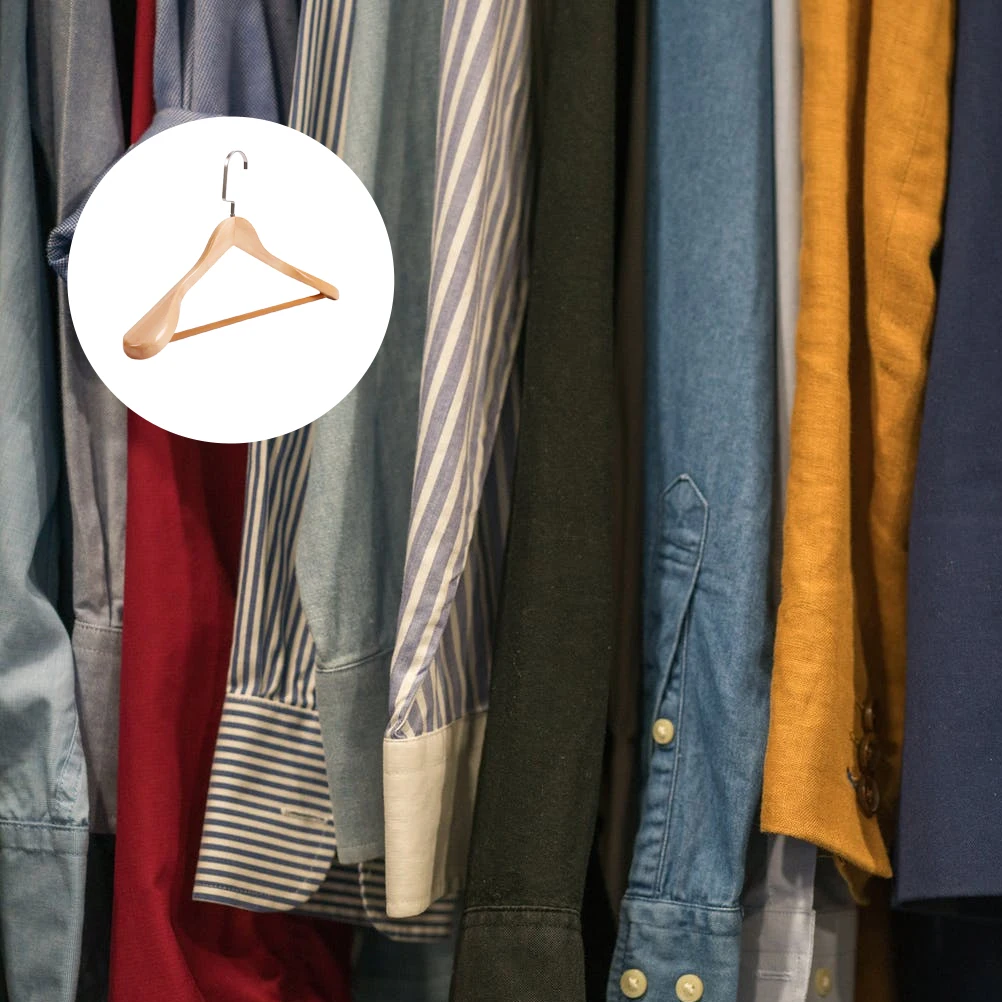 

1 pc Thickened Solid Wood Clothes Non-Slip Laundry Hanger For Bedroom Closet Wardrobe Multi-Functional Drying Rack Heavy Duty