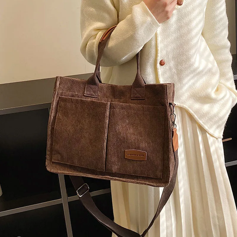 Corduroy luxury Handbags for Office Women Shoulder Crossbody Bag for Women Vintage Shopper Shopping Bags Ladies Totes 2023