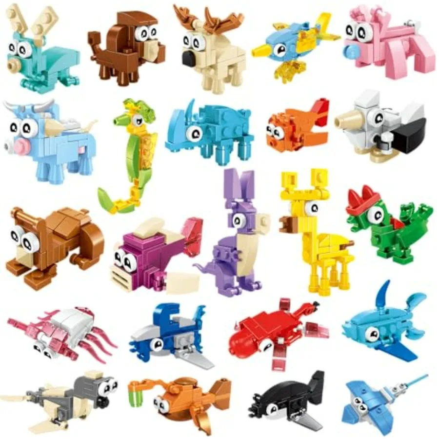 

Party Favors for - 24 Pack Animals Building Blocks for Goodie Bags Stocking Stuffers Classroom Prizes Birthday Gifts Toy Buildi