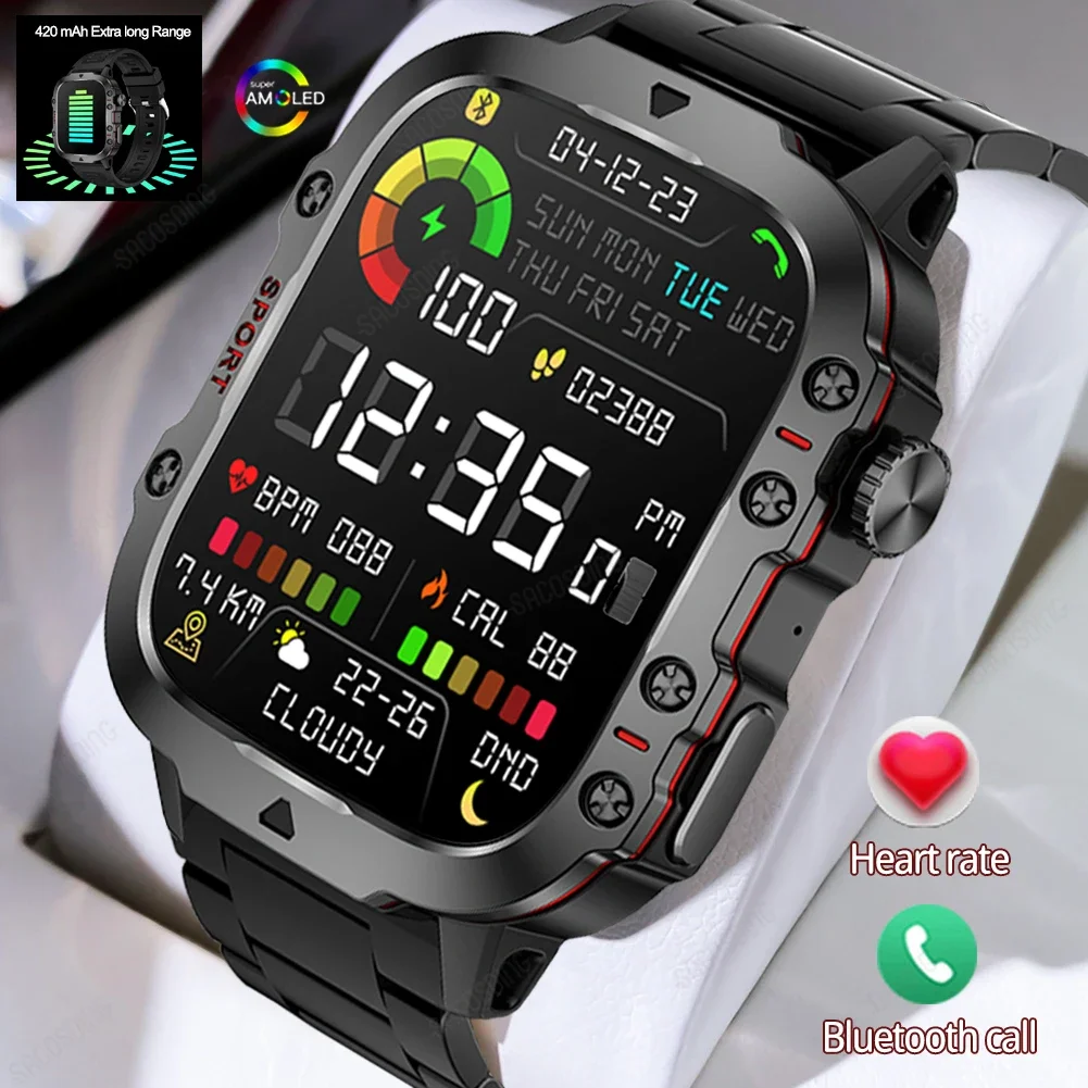 

Новинка 2024, Прочные Военные Смарт-часы с GPS, мужские водонепроницаемые уличные Смарт-часы с HD-экраном AMOLED, пульсометром и Bluetooth для звонков Xiaomi