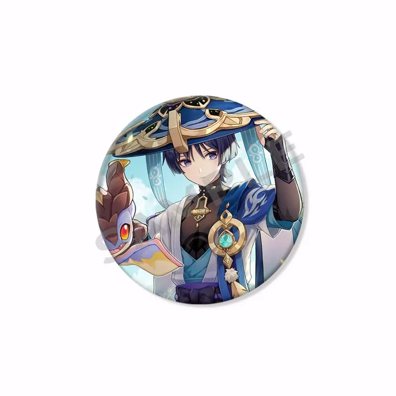 Anime Genshin Impact Lapel Pins Cute Wanderer Icon Brooches Round Cartoon Badge for Backpack Clothing Accessories Jewelry Gift - Image 6