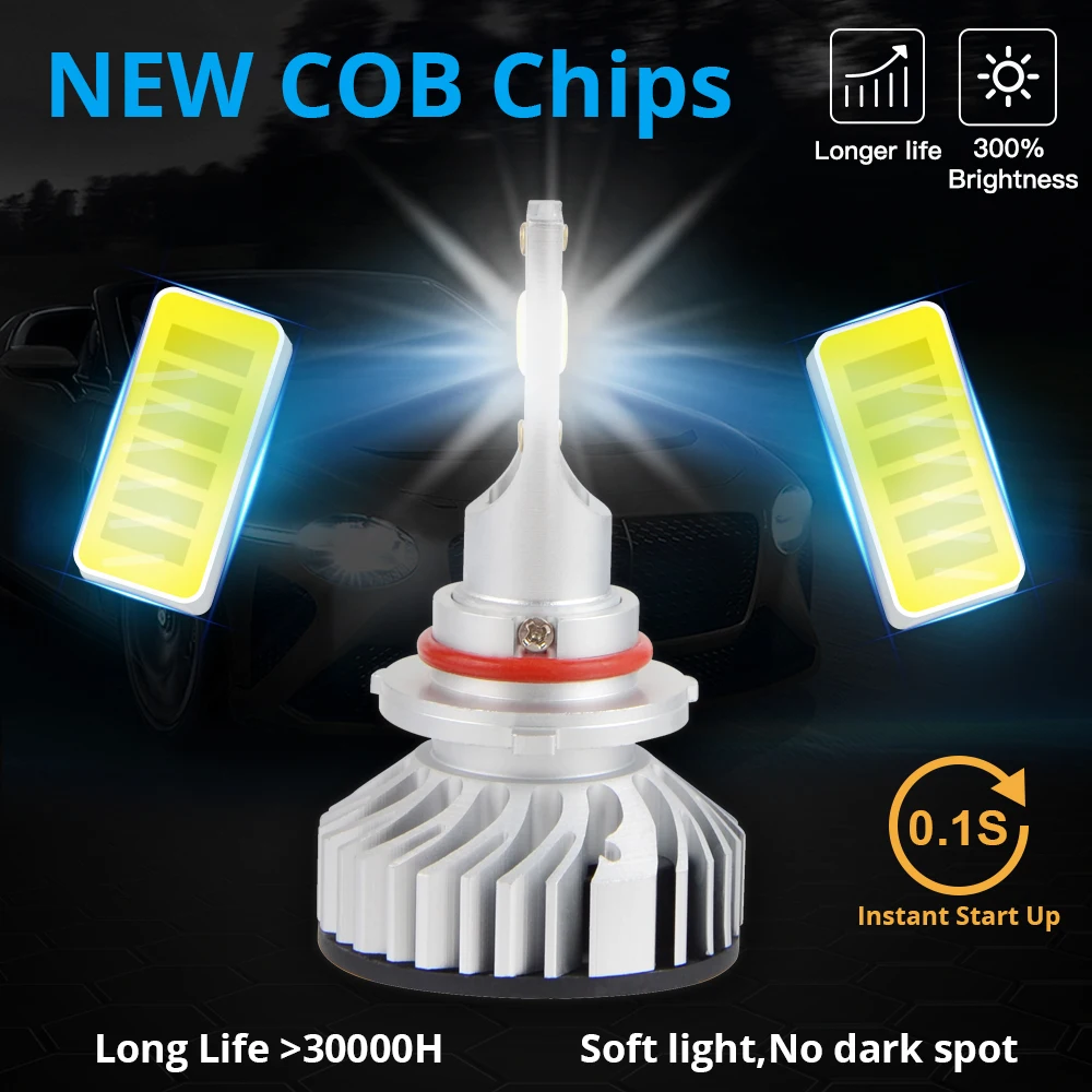 BEVINSEE 2PCS HB3 9005 LED Car Headlight Bulbs 50W HB4 9006 LED Auto Fog Lights 6000K White 12V Headlamp for Vehicles