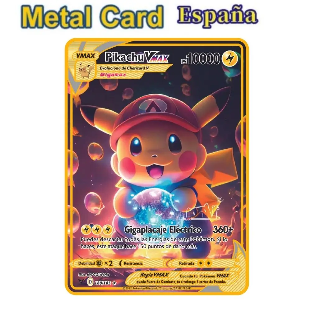 2023 najnowszy Pokemon Vmax V GX błyszczące złoto metalowy na kartę gra Tag zespół walki zamawiania serii prezent bożonarodzeniowy dla dziecka