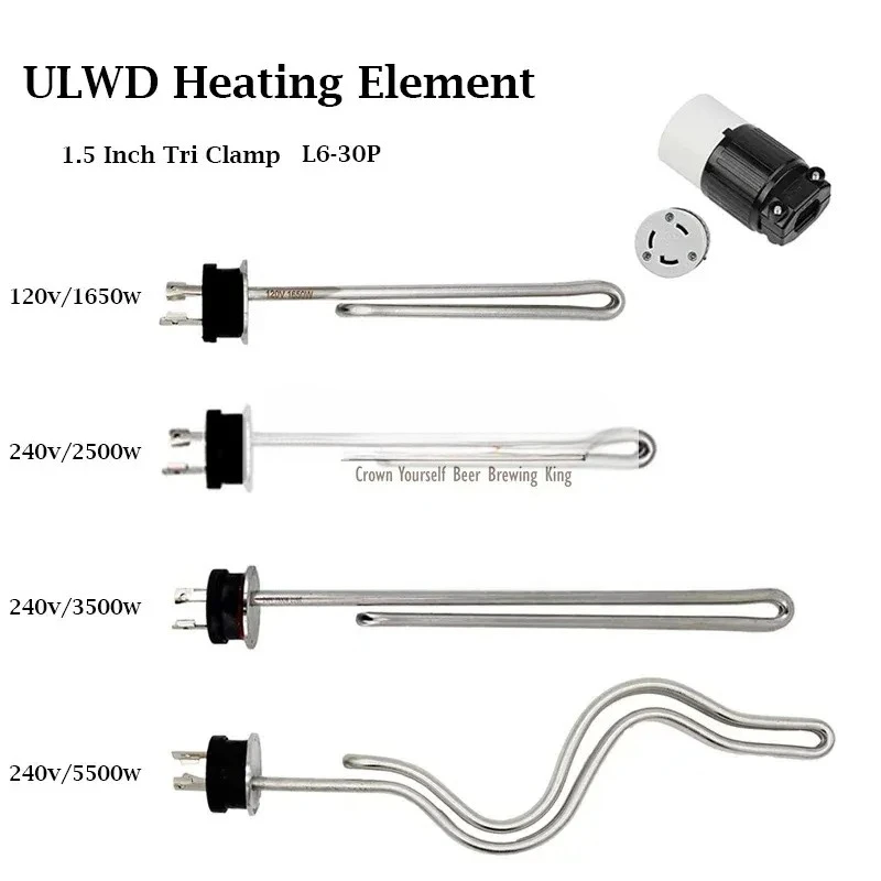 1.5 Inch Chuck Quick Connection Clamp Type Brewing Wort Electric Heating Rod Heating Tube 51mm Chuck Quick Installation