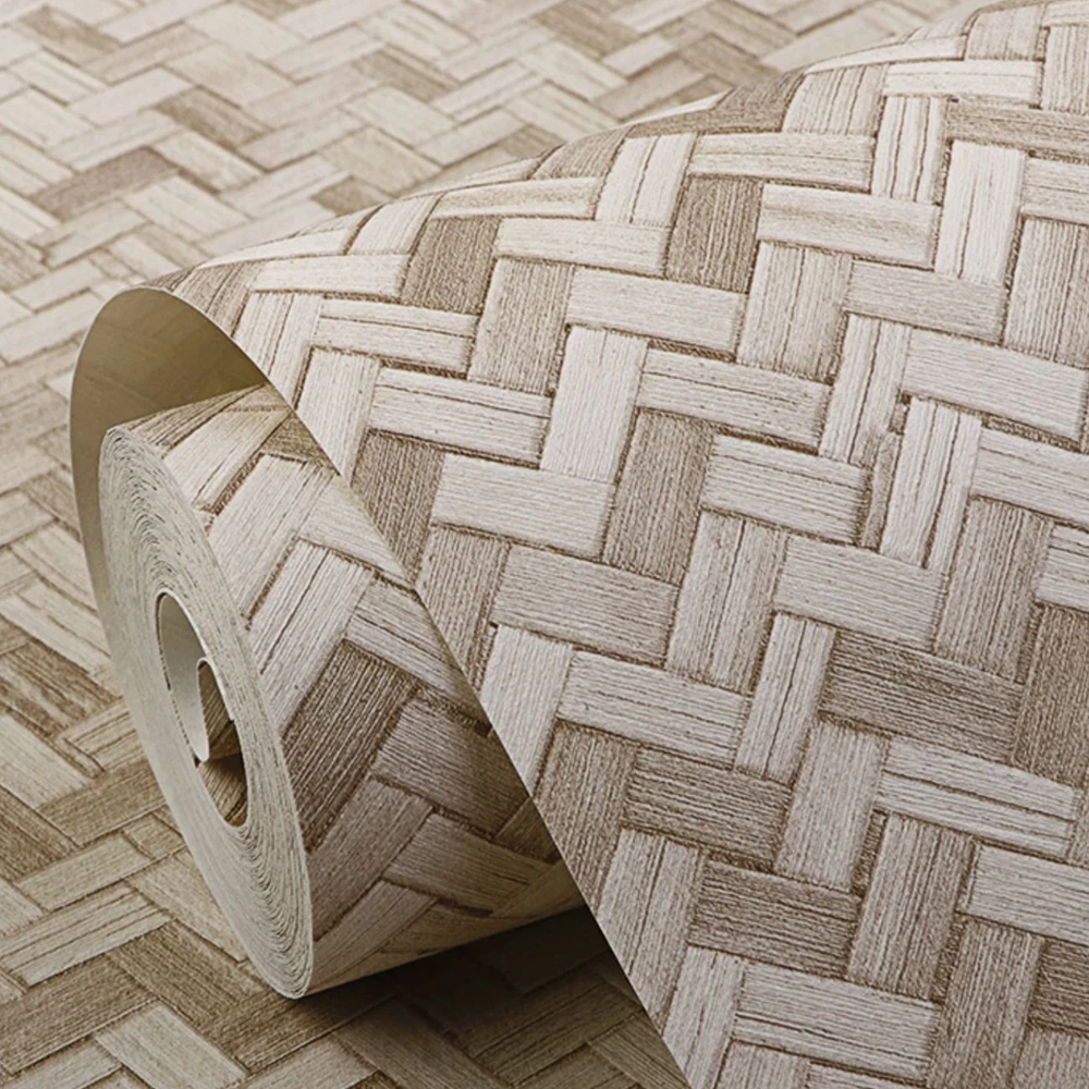 New Chinese Retro Linen Wallpapers for Walls Hotel Home Bamboo Mat Weaving Pattern Wall Papers Japaneese Resturant Papier Peint