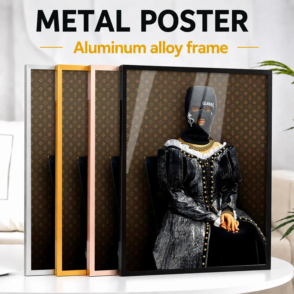Disguised Queen Portrait Framed Metal Print Customized Street Tribute Wall Art Designed For Creative Studio And Trend Lovers