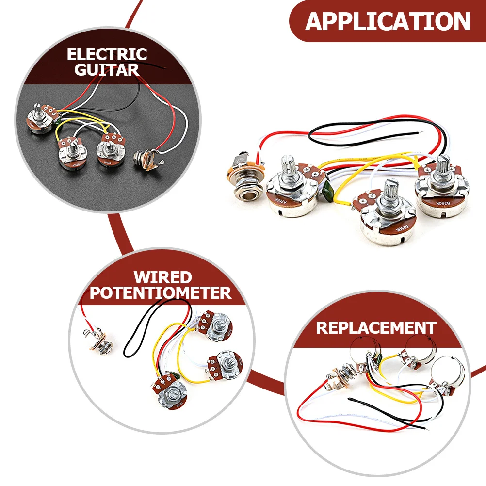 

1 set 1 Set Prewired Potentiometer Harness Replacement 250K Metal Electric Guitar Parts Wiring Tool For Diy Guitar Supplies