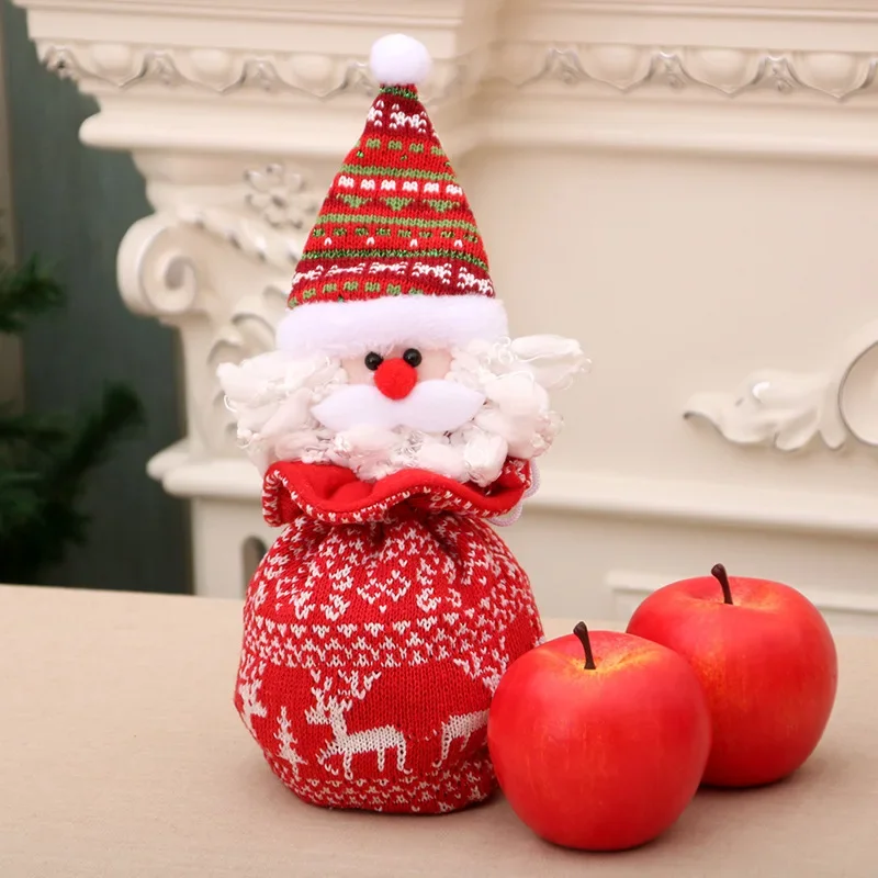 

Christmas Decorations Candy Bag Drawstring Design Doll Apple Gift Snowman Santa Elk Bear New Year Socks Ornament