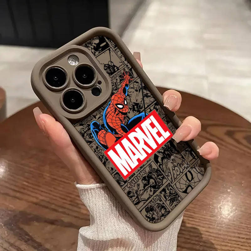 Miękkie silikonowe etui Cartoon Deadpool Spiderman Marvels na iPhone 17 11 15 16 13 Pro Max 14 Plus 12 16 Pro 16E 17AIR