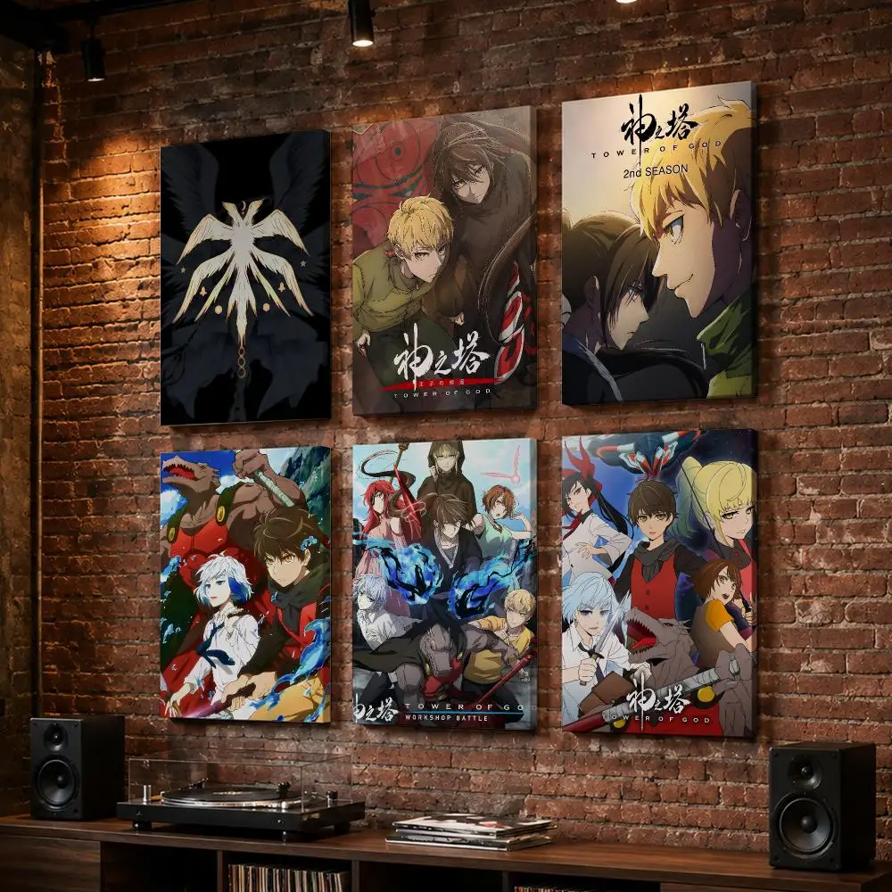 T-Tower Of God Anime Framed Wall Painting Wood Canvas Poster For Living Room Bedroom Hallway Office Home Decor Gift
