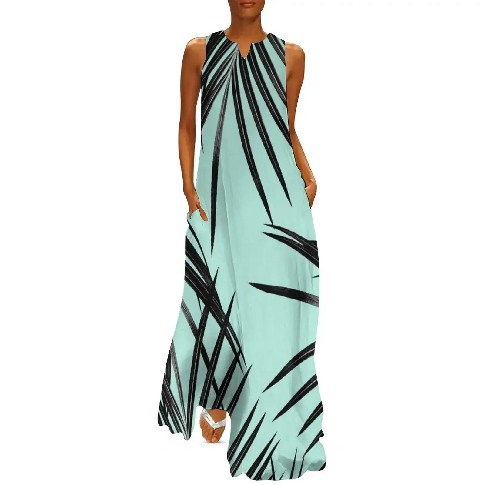 

Black Palm Leaves Dream #2 #tropical #decor #art Long Dress evening dresses women Women's long dress Casual dresses Dress