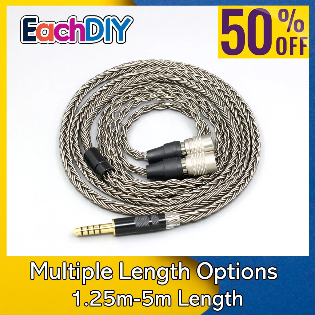 Cable de auriculares plateado gris de 16 núcleos para auriculares Mr Speakers Alpha Dog Ether C Flow Mad Dog AEON LN008841